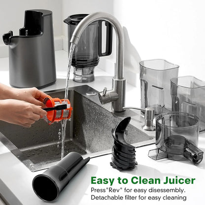 YPONE Cold Press Juicer, Masticating Juicer with 5.4" Wide Feed Chute, 350w Slow Juicer Machines Fit Whole Vegetables and Fruits,Juice Extractor Machine with High Juice Yield, Easy to Clean(Black)