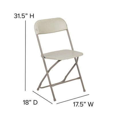(50 PACK) 650 Lbs Weight Capacity Commercial Quality Beige Stackable Plastic Folding Chair - Heavy Duty Plastic Folding Chairs