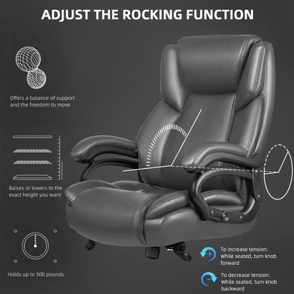 Waleaf Heavy Duty Big and Tall Office Chair 500lbs with Adjustable Lumbar Support,High Back Office Chair for Adults