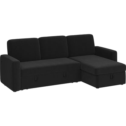 Alden Design Reversible Sectional Sofa with USB & Type-C Ports for Livingroom, Light Gray