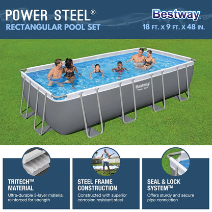 Bestway 24' x 12' x 52" Rectangular Frame Above Ground Swimming Pool Set