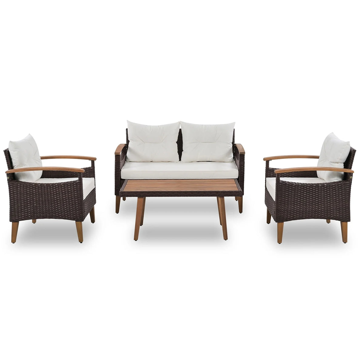 Topcobe Patio Seating Set with Cushions, 4-Piece Garden Furniture, Beige