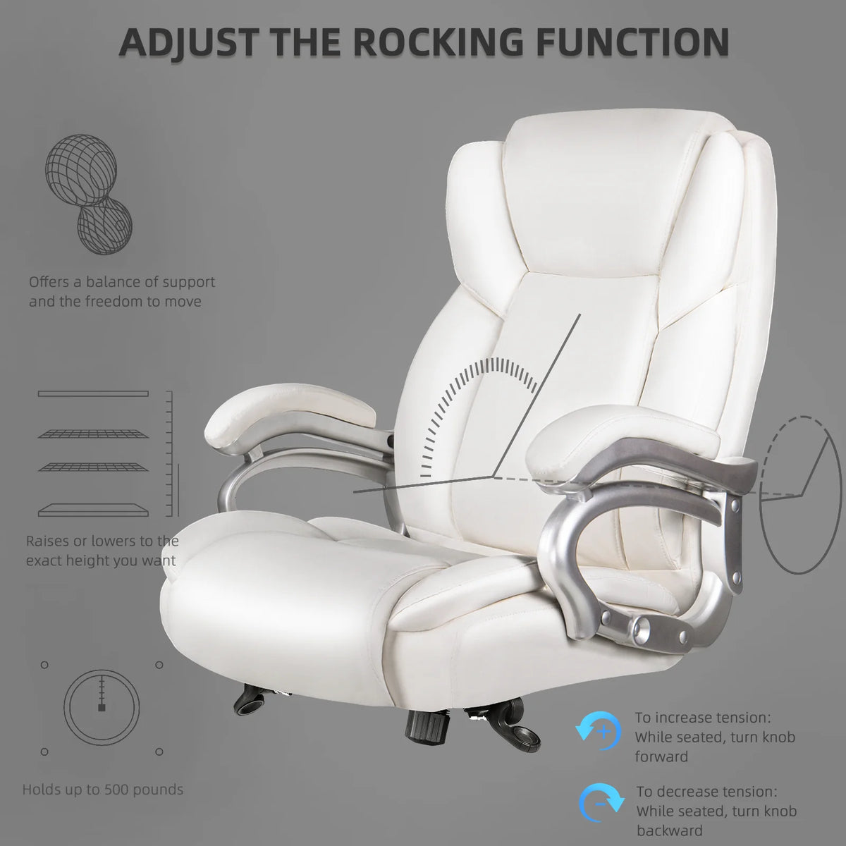 Waleaf Heavy Duty Big and Tall Office Chair 500lbs with Adjustable Lumbar Support,High Back Office Chair for Adults