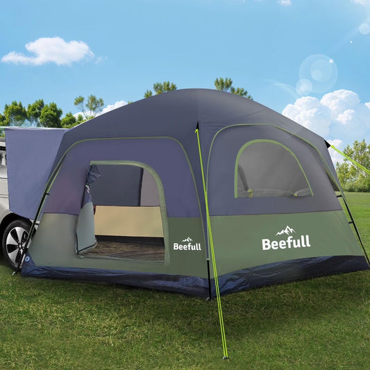 SUV Camping Tent for 6-8 Person with Rainfly,  Car Camping Tent with Waterproof, Double Layer Design with Storage Bag, Green & Gray