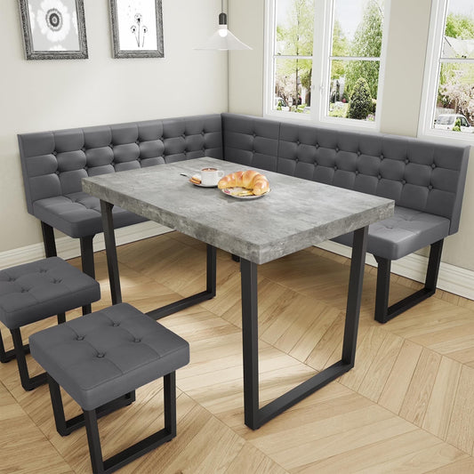 brafabhome 71.6inch Corner Dining Breakfast Nook with Table and Bench Modern Table Set for Kitchen Dining Room