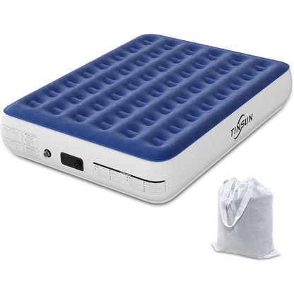 13" Queen Air Mattress, Portable Inflatable Blow Up Bed with Built-in Pump, Air Bed for Camping, Beach, Outdoor, Guest, Blue