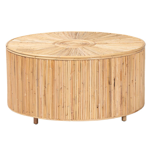 bali & pari Miami Boho Coffee Table, Natural Rattan, Light Honey
