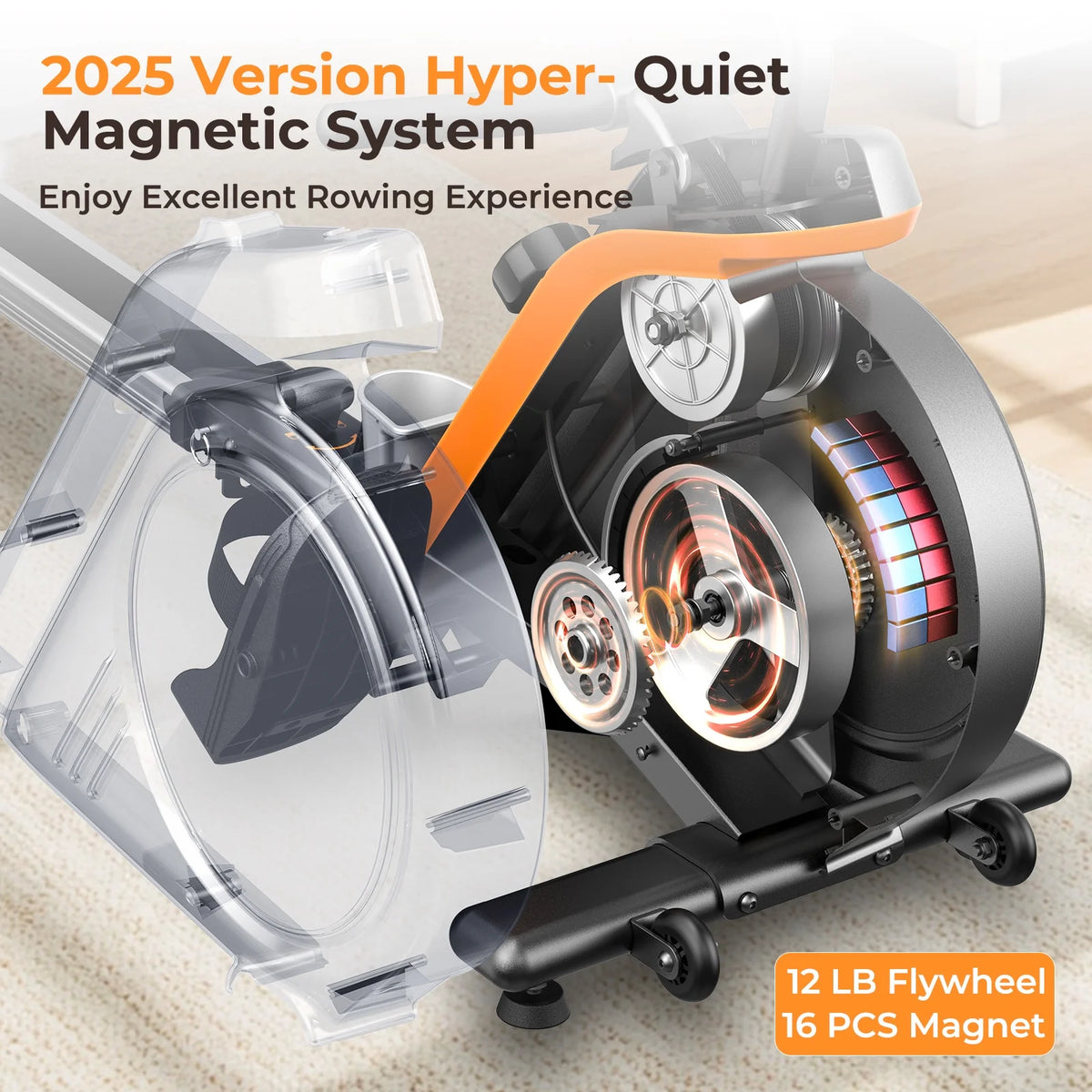 YOSUDA Magnetic Rowing Machine 350 LB Weight Capacity - Foldable Rower for Home Use with Bluetooth, App Supported, Tablet Holder and Comfortable Seat Cushion