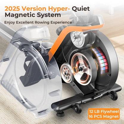 YOSUDA Magnetic Rowing Machine 350 LB Weight Capacity - Foldable Rower for Home Use with Bluetooth, App Supported, Tablet Holder and Comfortable Seat Cushion