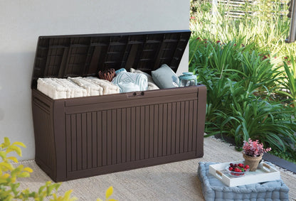 Keter Comfy Outdoor Storage 71-Gallon Resin Deck Box, Espresso Brown
