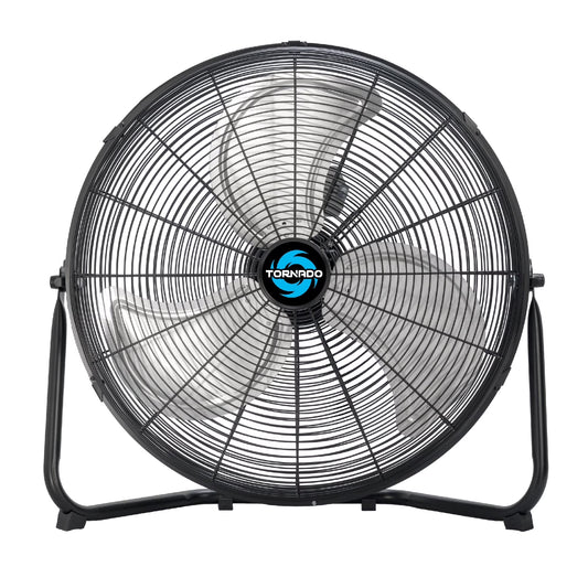 Tornado 20 Inch High Velocity Metal Floor Fan, 3-Speed Powerful Cooling for Industrial, Commercial, and Home Spaces, 120��Tilt, 6.0 FT Cord - UL safety Listed, Black