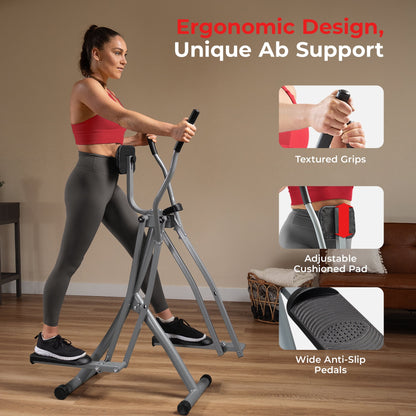 Sunny Health & Fitness Manual Air Walker Elliptical – 30″ Stride, Low Impact, Lightweight, Quiet with Free SunnyFit App