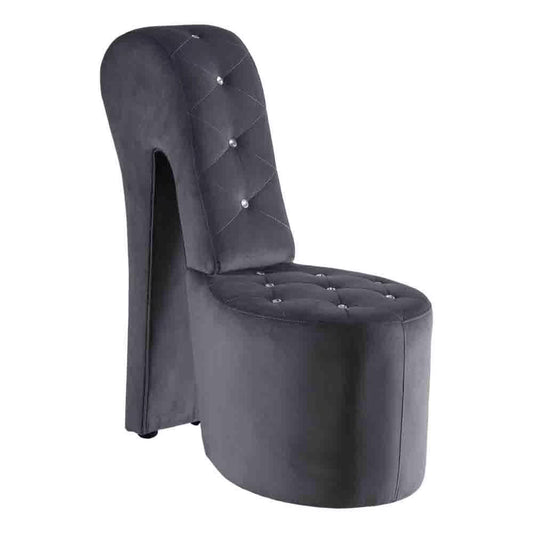 Best Master Furniture Tristram 19" Velvet High Heel Shoe Chair in Navy Blue