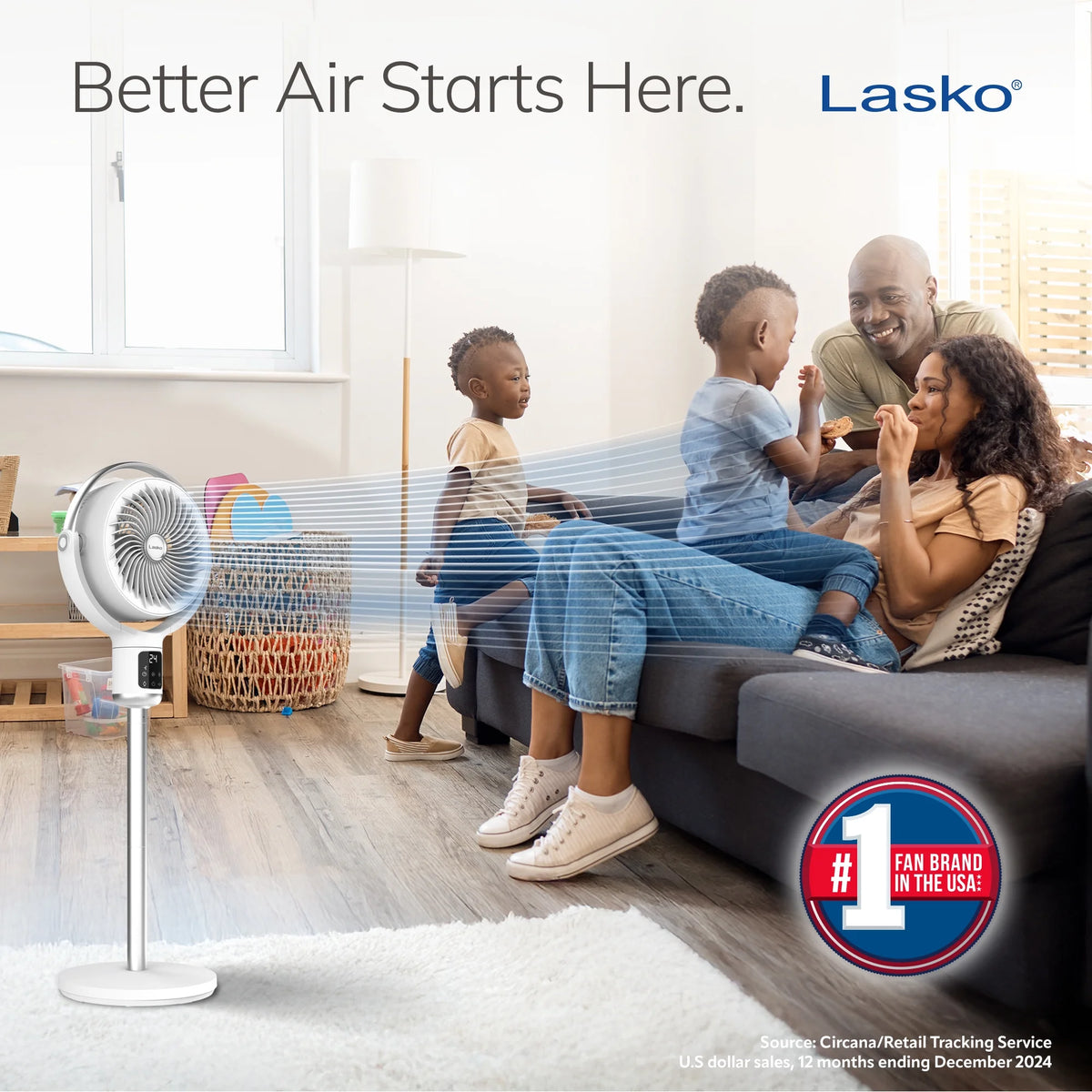 Lasko Whirlwind 7�� 24-Speed Orbital Motion 25ft/s Airflow Remote Control Pedestal Fan, APDC301