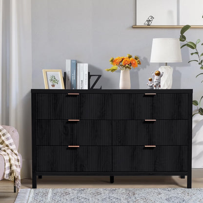 YOCWO Fluted Nightstand for Bedroom Set of 2 , Wood Bedside Table Set of 2 with Drawers, Black