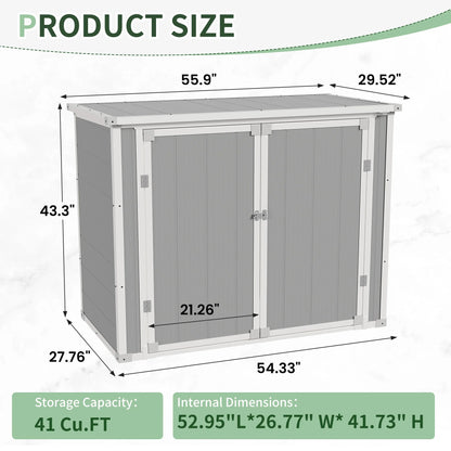 UDPATIO Outdoor Storage Shed 5x3 FT, Resin Garden Shed for Backyard, Patio, Lawn, Grey & White
