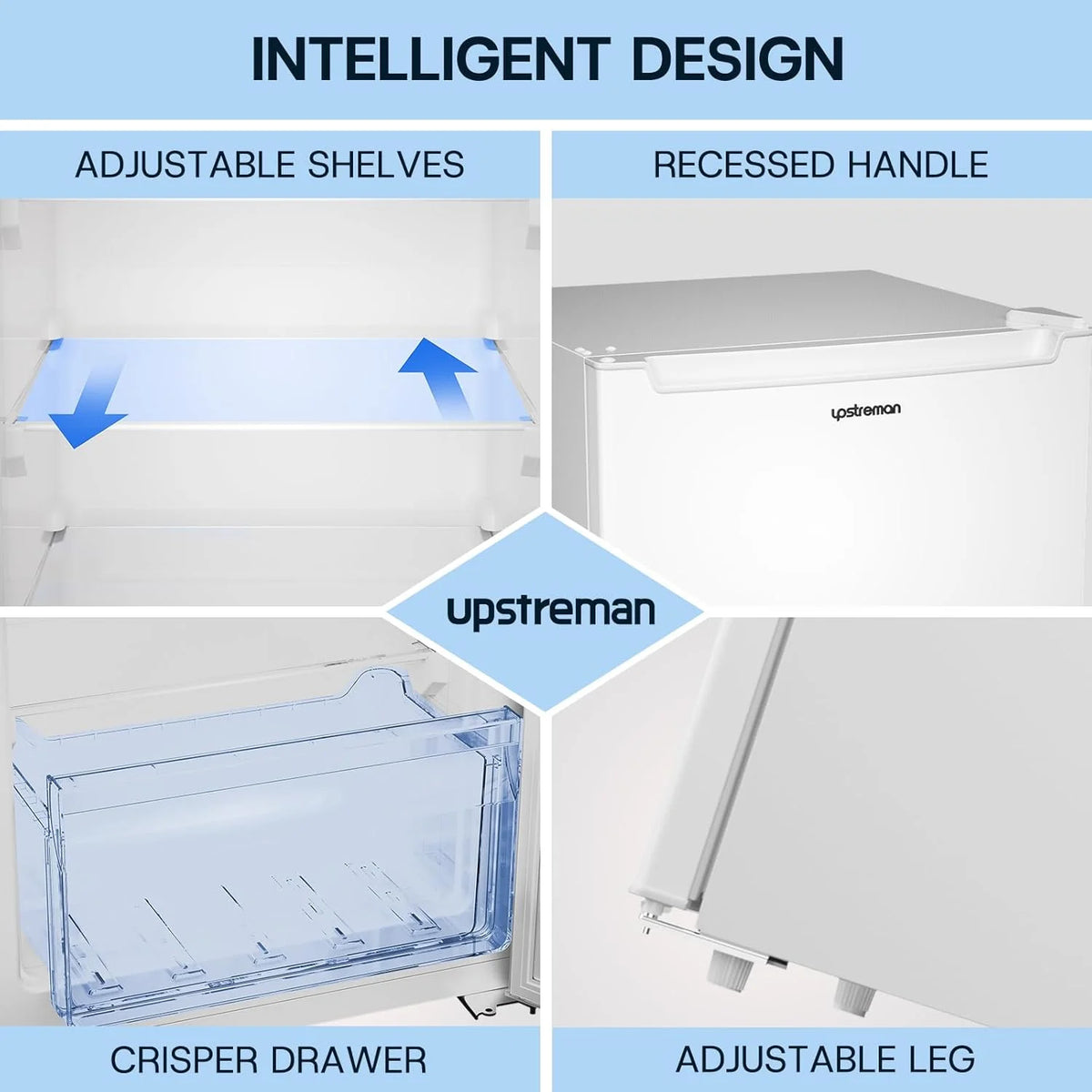 Upstreman 7.0 Cu.Ft Upright Freezer Convertible Fridge/Freezer, Garage Ready Deep Freezer with Reversible Door, UP70 White