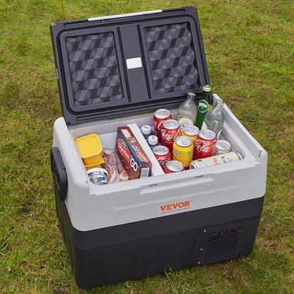VEVOR 12 Volt Refrigerator, 48QT, Dual Zone Car Fridge Freezer with App Control & Wheels, 12/24V DC & 100-240V AC Electric Compressor Cooler for Car Truck Vehicle RV Boat Outdoor & Home Use