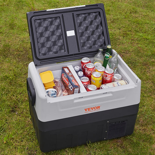 VEVOR 12 Volt Refrigerator, 48QT, Dual Zone Car Fridge Freezer with App Control & Wheels, 12/24V DC & 100-240V AC Electric Compressor Cooler for Car Truck Vehicle RV Boat Outdoor & Home Use