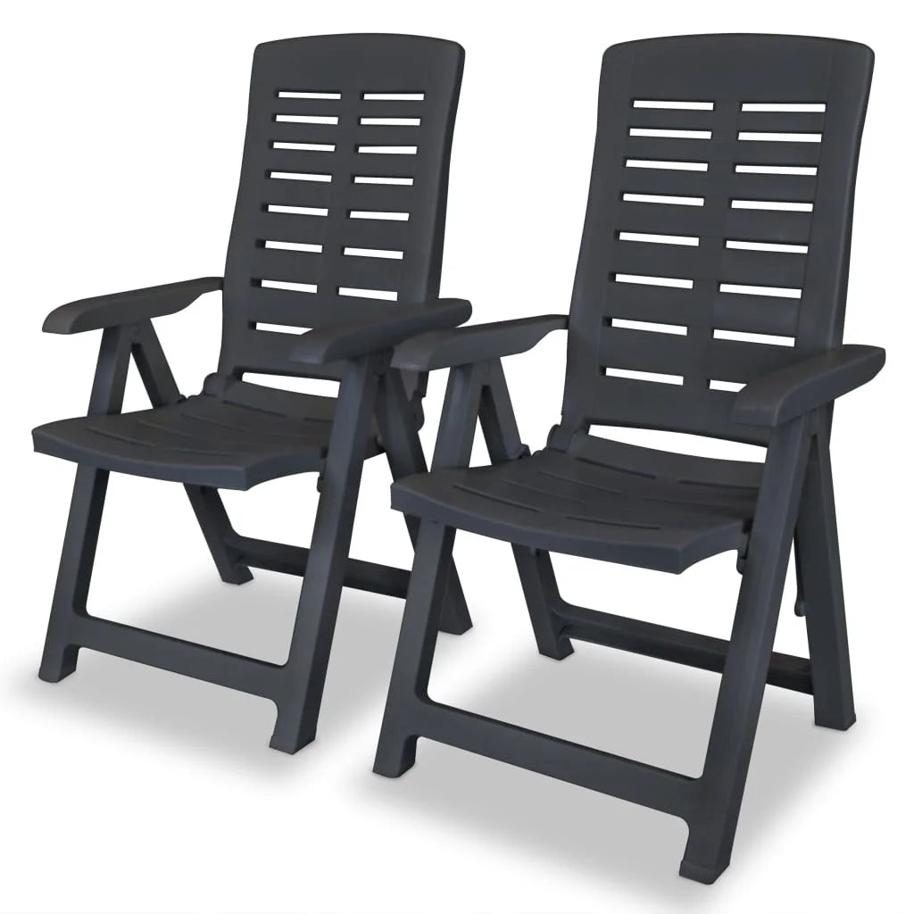 vidaXL Reclining Patio Chairs Outdoor Stack Dining Chair with Armrest Plastic