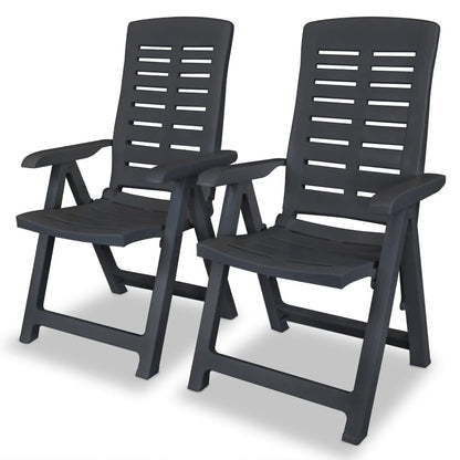 vidaXL Reclining Patio Chairs Outdoor Stack Dining Chair with Armrest Plastic