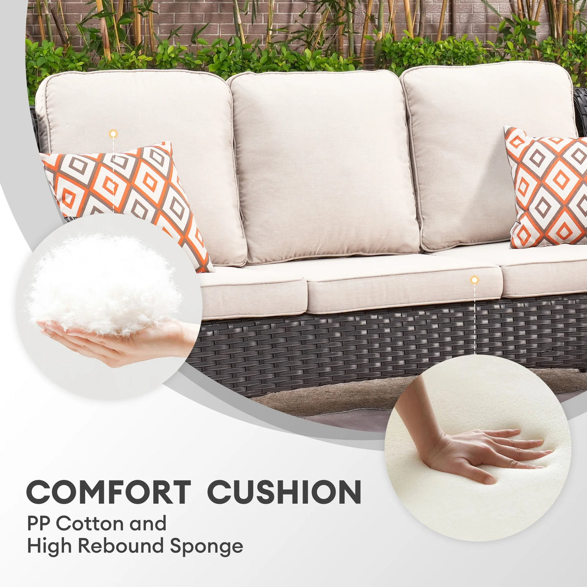 Vcatnet 8 Pieces Outdoor Patio Furniture Sectional Sofa All-weather Conversation Set with Swivel Rocking Chairs and Fire Pit Table for Garden,Poolside,Gray