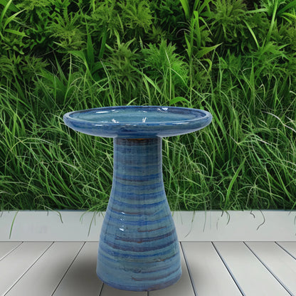 Sunnydaze Freestanding Ceramic Outdoor Bird Bath, Glazed, UV-Resistant Galaxy Blue Finish