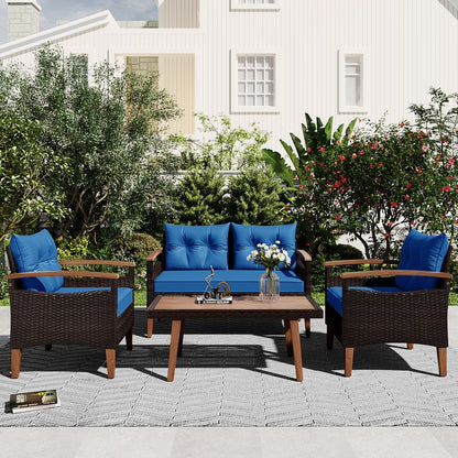 Topcobe Patio Seating Set with Cushions, 4-Piece Garden Furniture, Beige