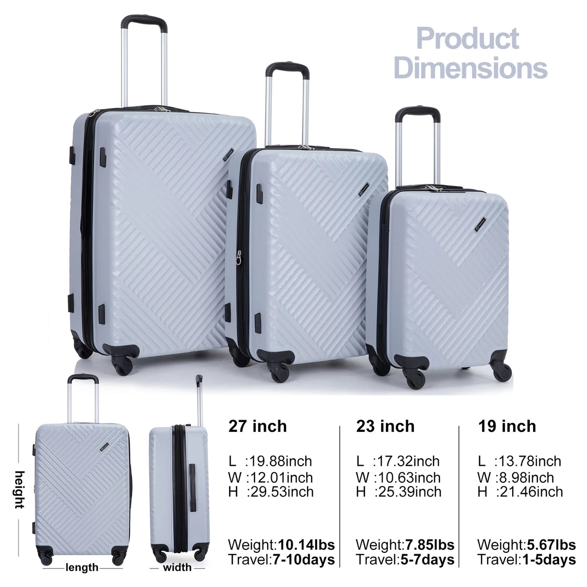 10 Piece Luggage Set Lightweight Suitcase Set with 7PCS Organizer Bags Suitcase with TSA Lock Spinner Wheels(Black)