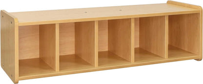 Tot Mate Children's Book Bench Cubby Storage for Classroom, 46" Wide, 5 Cubbies, Wooden, Maple, RTA