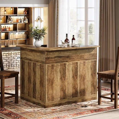 Tribesigns Bar Cabinet, L-Shaped Home Bar Table with Stemware Racks