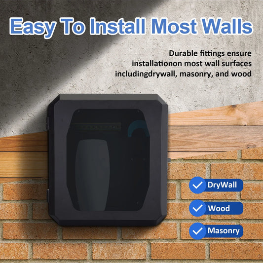 Wall-Mounted Charging Station Box for EV Car Charger Including Tesla Indoor/Outdoor WCharging Station Box (Dark Black)