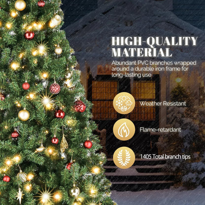 Vebreda 6FT Pre-Lit Artificial Christmas Tree with 300 Warm White LED Lights, Hinged Branch Design, Eco-Friendly PVC Needles & Foldable Metal Stand for Home, Office & Holiday D��cor
