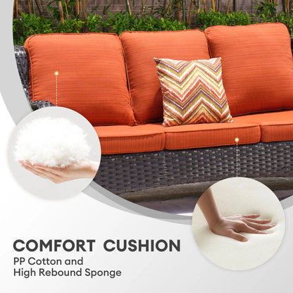 Vcatnet 8 Pieces Outdoor Patio Furniture Sectional Sofa All-weather Conversation Set with Swivel Rocking Chairs and Fire Pit Table for Garden,Poolside,Gray