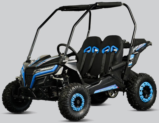 TrailMaster Cheetah 6 Youth Go-Kart - 163cc 5.5HP Engine, 4-Point Safety Belt, Remote Kill, Speed Governor, Suitable for Kids 6-12. with Pre-Assembled Version Now! (Pre-Assembled, Blue)