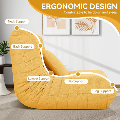 VFD Bean Bag Chairs for Adults, Beanbag Chair with Ottoman Lounge Sofa Memory Foam Comfy Reading Chair for Bedroom & Living Room, Lazy Floor Sofa Couch