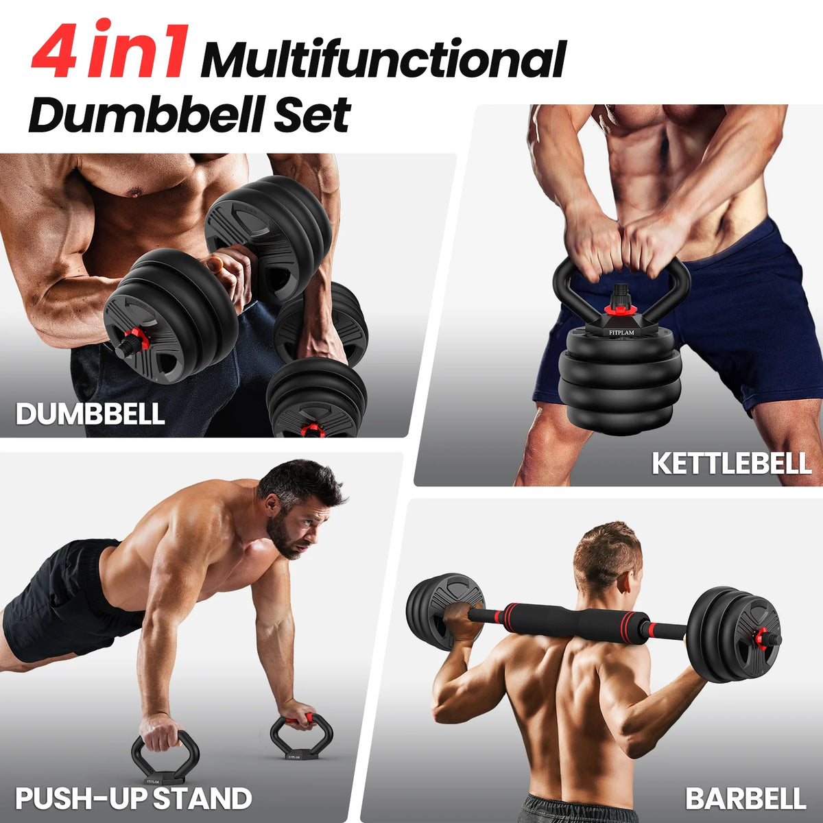 UPGO Adjustable Dumbbells Set 25LB A Pair Dumbbells Weights, 5 in 1 Free Weights 5/10/15/20/25lb/50lb Dumbbell with Anti-Slip Handle, Suitable for Home Gym Exercise Equipment