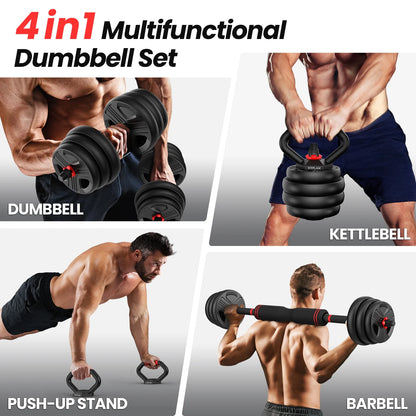 UPGO Adjustable Dumbbells Set 25LB A Pair Dumbbells Weights, 5 in 1 Free Weights 5/10/15/20/25lb/50lb Dumbbell with Anti-Slip Handle, Suitable for Home Gym Exercise Equipment