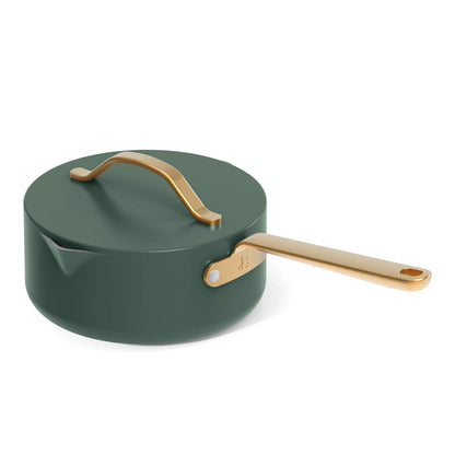 Beautiful 12pc Ceramic Non-Stick Cookware Set with Strainer Lids, White Icing by Drew Barrymore