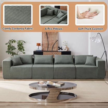 104-Inch Corduroy Modular L Shaped Sectional Sofa,Luxury Floor Couch Set,Upholstered Indoor Furniture,Foam-Filled Compressed Sofa for Living Room,Bedroom,4 PC Free Combination  ?