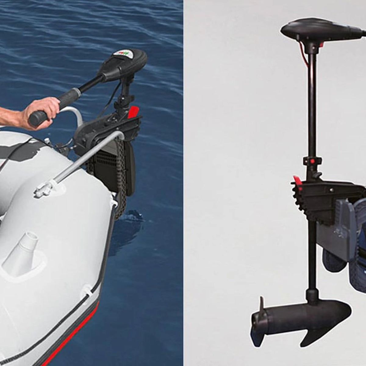 Intex 5 Person Inflatable Boat Set, Trolling Motor, & Boat Motor Mount Kit