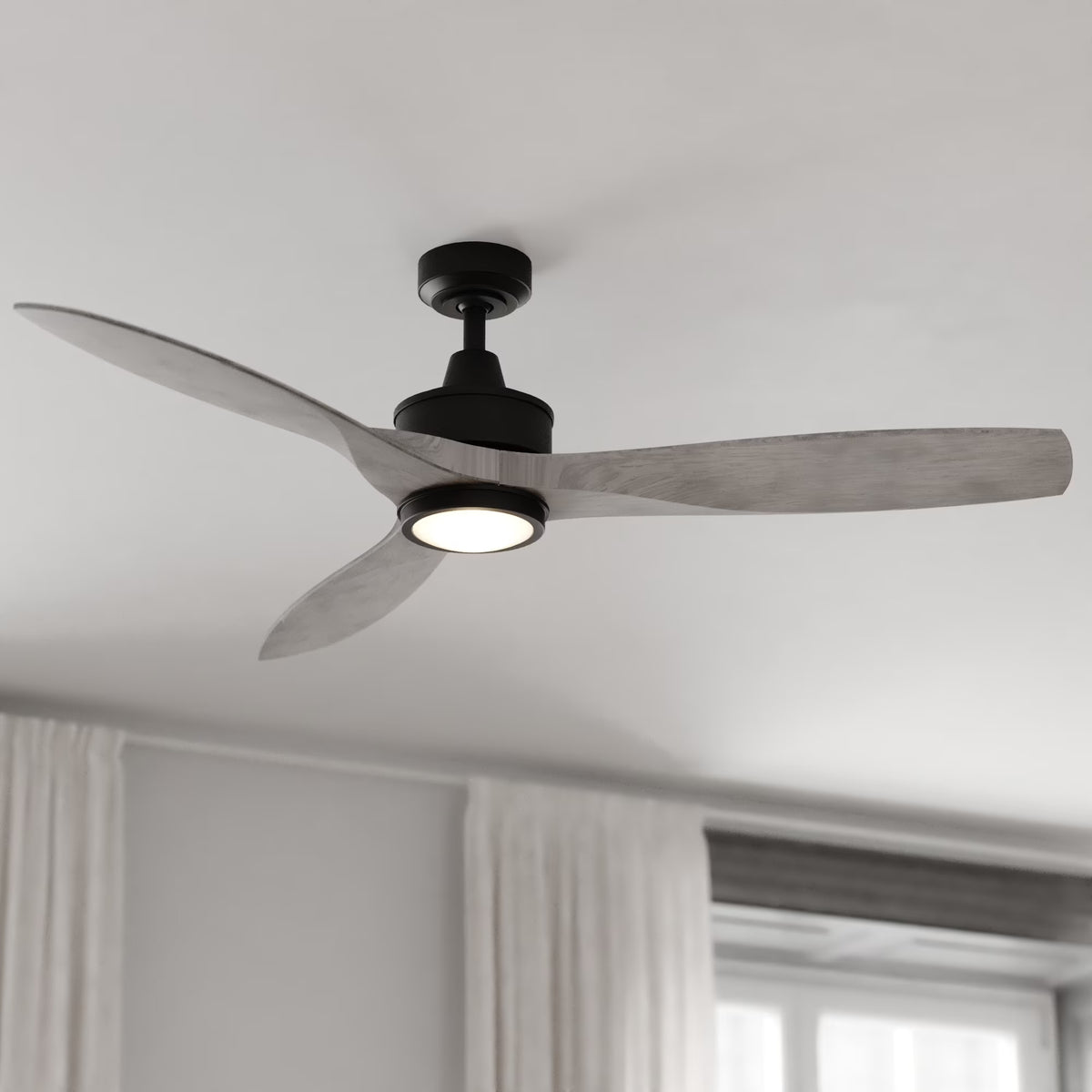 Vaxcel Curtiss Satin Brass Mid-Century Modern MCM Wood Propeller Ceiling Fan with LED Light Kit and Remote