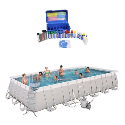 Bestway 24' x 12' x 52" Rectangular Frame Above Ground Swimming Pool Set