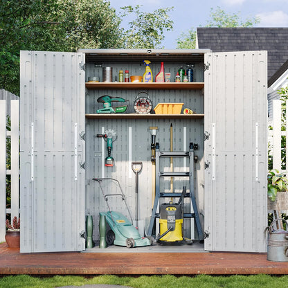 Aoxun Outdoor Storage Shed, 64 Cu.Ft Vertical Storage Sheds Outdoor with Floor, Outdoor Waterproof Storage Cabinet for Garage Storage, Pool Storage, Bike Shed, Garden Shed, Outdoor Storage(White)