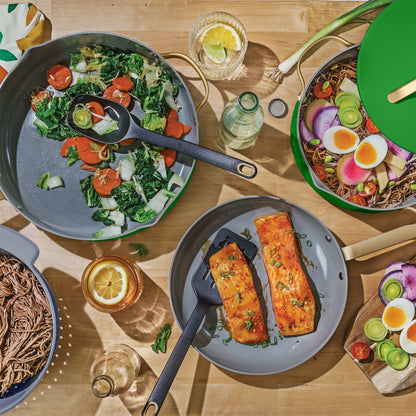 Beautiful 12pc Ceramic Non-Stick Cookware Set with Strainer Lids, White Icing by Drew Barrymore