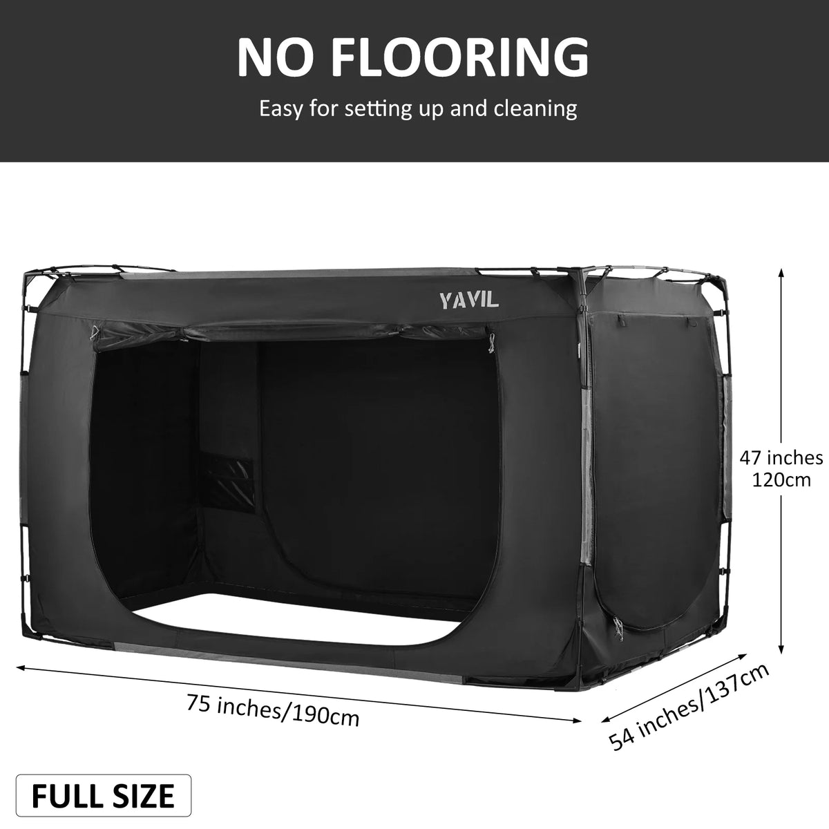 YAVIL Bed Tent Full Size Portable Pop up Privacy Sleeping 3 Doors Bed Tent Net 75 x 54 x 47in 10lb