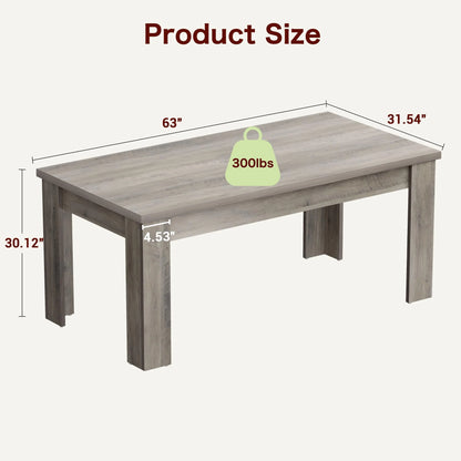 Dining Table for 4-6,63-inch Dining Tables for 4,Farmhouse Kitchen Table with Large Tabletop,Rectangular Dining Room Table,Kitchen Dining Table Dinner Table for Kitchen,Living Room��Only table��