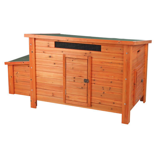 TRIXIE Weatherproof Outdoor Wooden Chicken Coop with 2 Nesting Boxes & Run, Brown