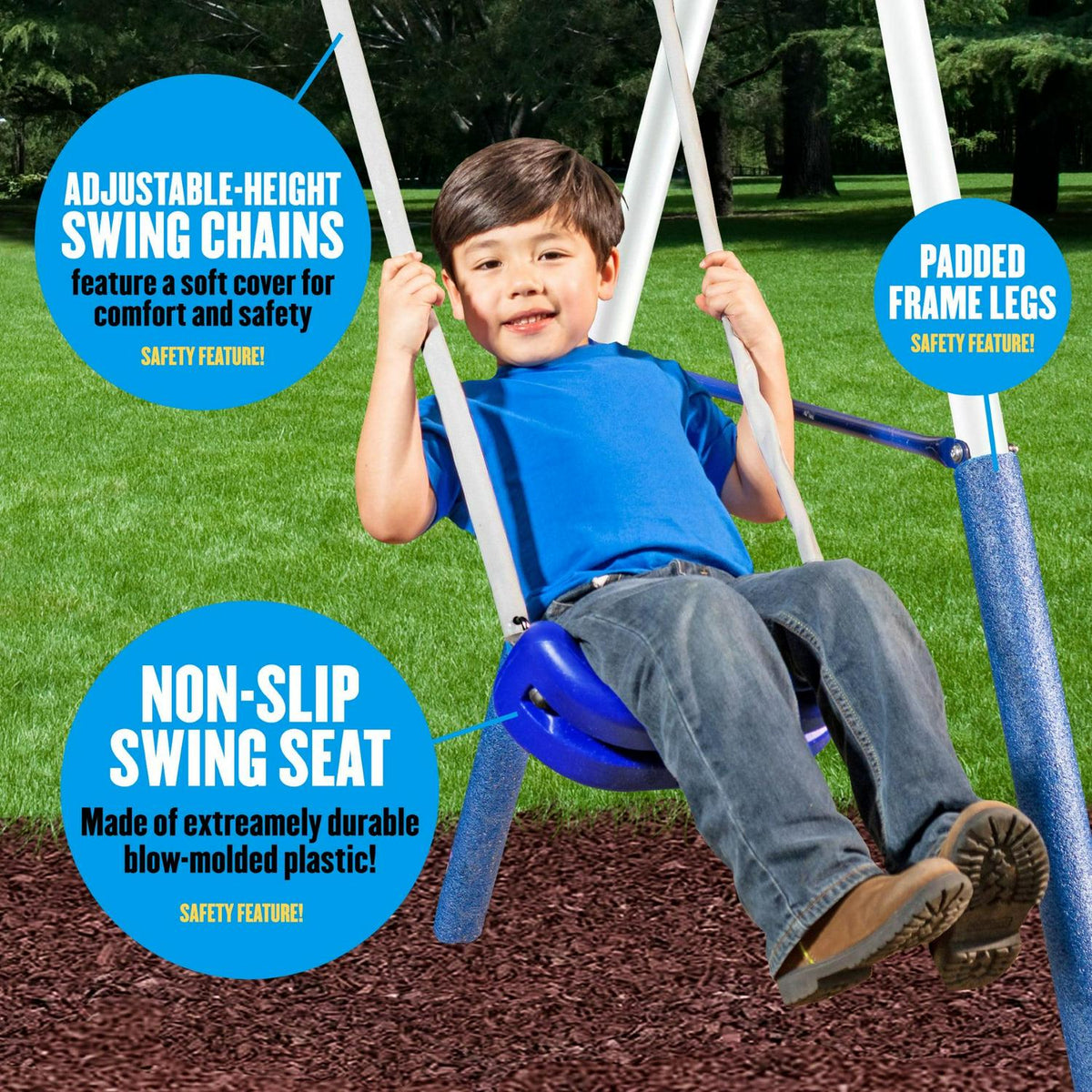 XDP Recreation Fun All-Mighty Metal Swing Set with Super Disc Swing. Stand R Swing. Glider. &amp; Slide