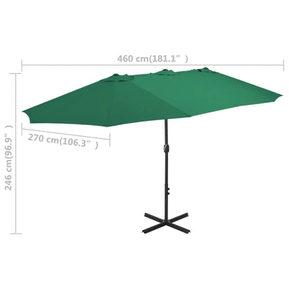 vidaXL Garden Parasol Blue Polyester fabric, Aluminum pole and ribs Large
